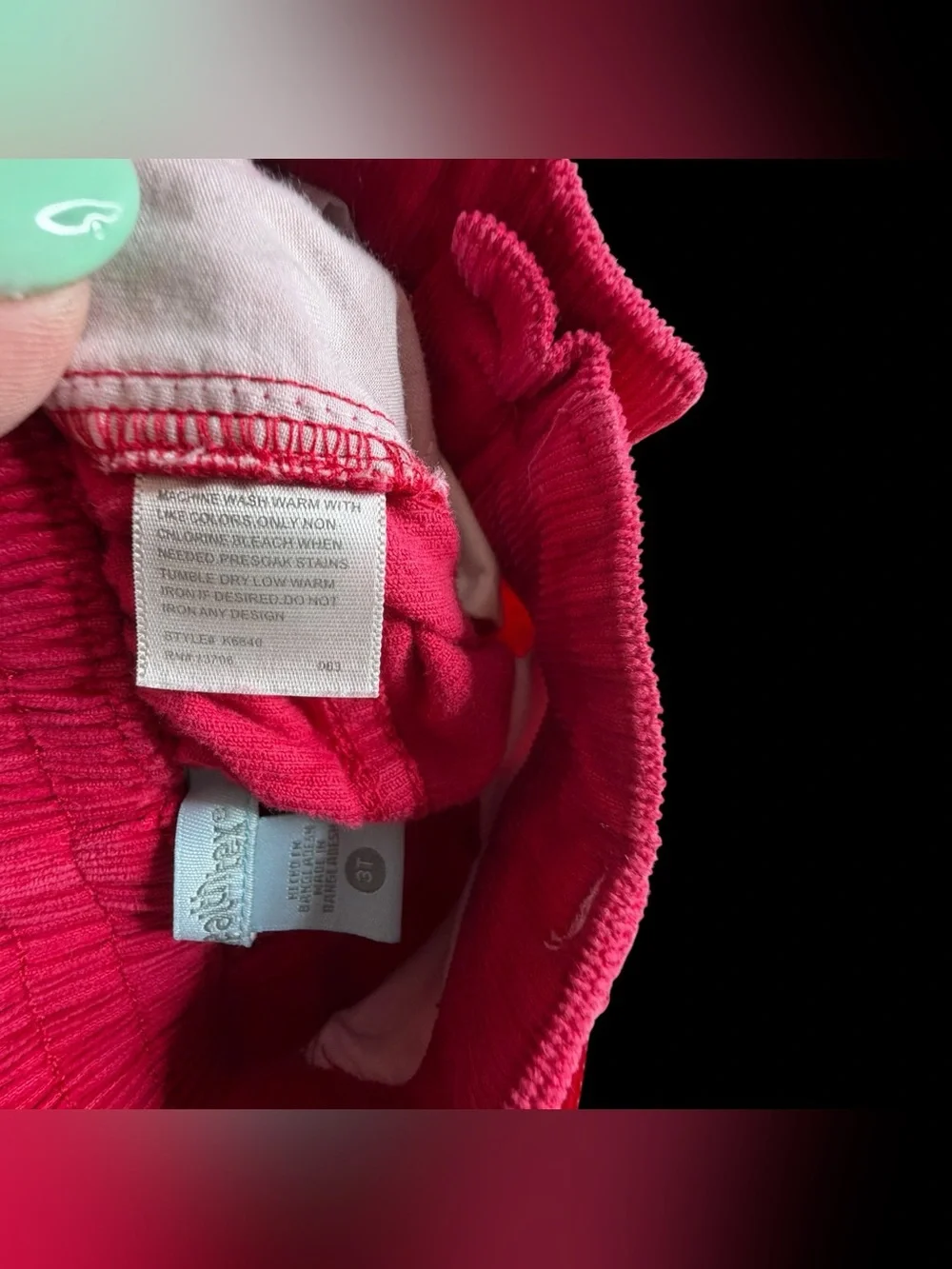 Healthtex Y2K Vtg Pink Corduroy Cargo Embroidered Bow Pants Sz 3T